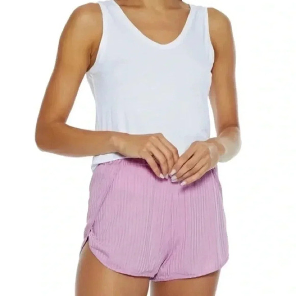 Fluer Du Mal Ribbed-Knit Pajama Shorts Rose Quartz‎ - Picture 1 of 4